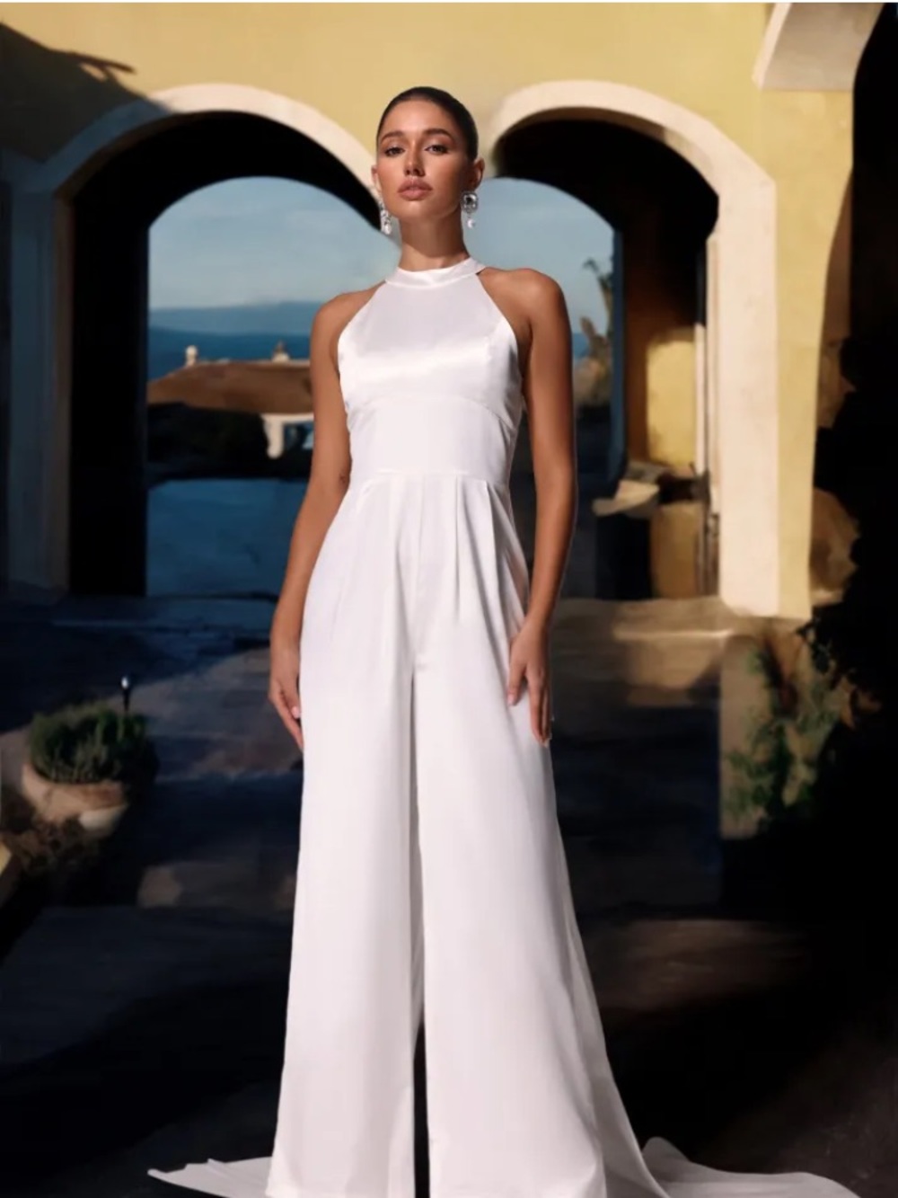 BELLA BARNETT WHITE SATIN JUMPSUIT - Picture 2 of 16